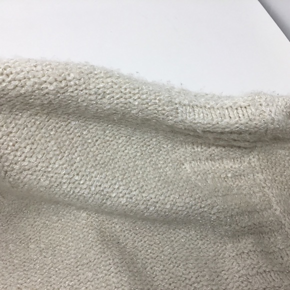 Lucky Brand Cream Soft Silver Metallic Thread Lace Up Sweater. - Picture 9 of 9
